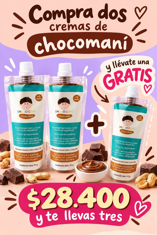 3 cremas de choco maní de 115gr