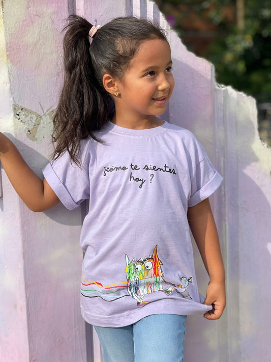 Camiseta monstruo de colores lila